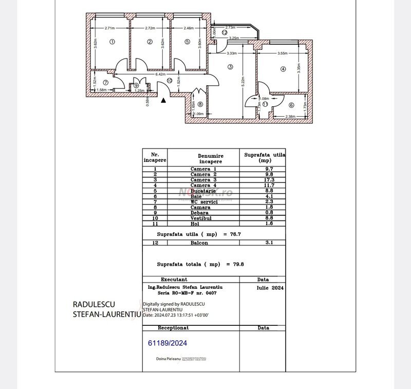 Teiul Doamnei, 4 camere, 80 m, parcare, centrala bloc.